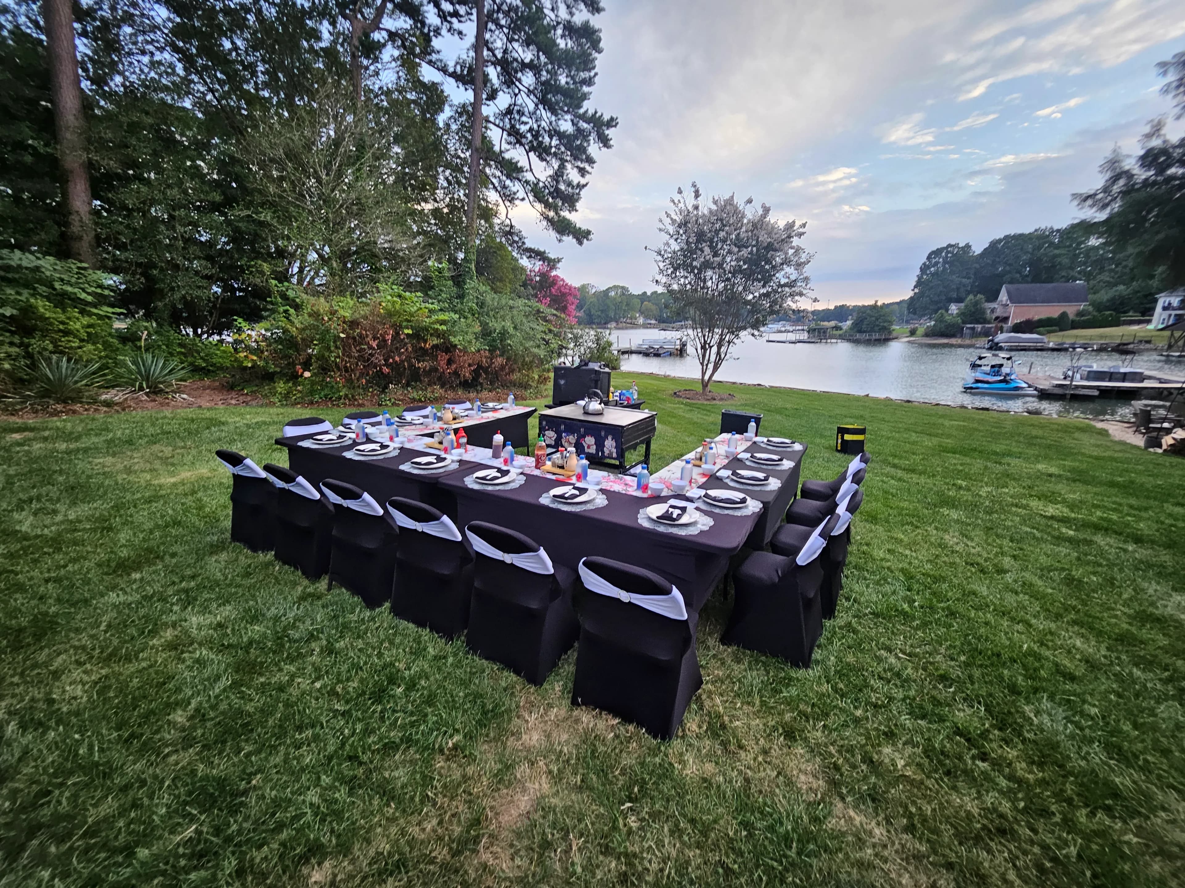Backyard dinner setup