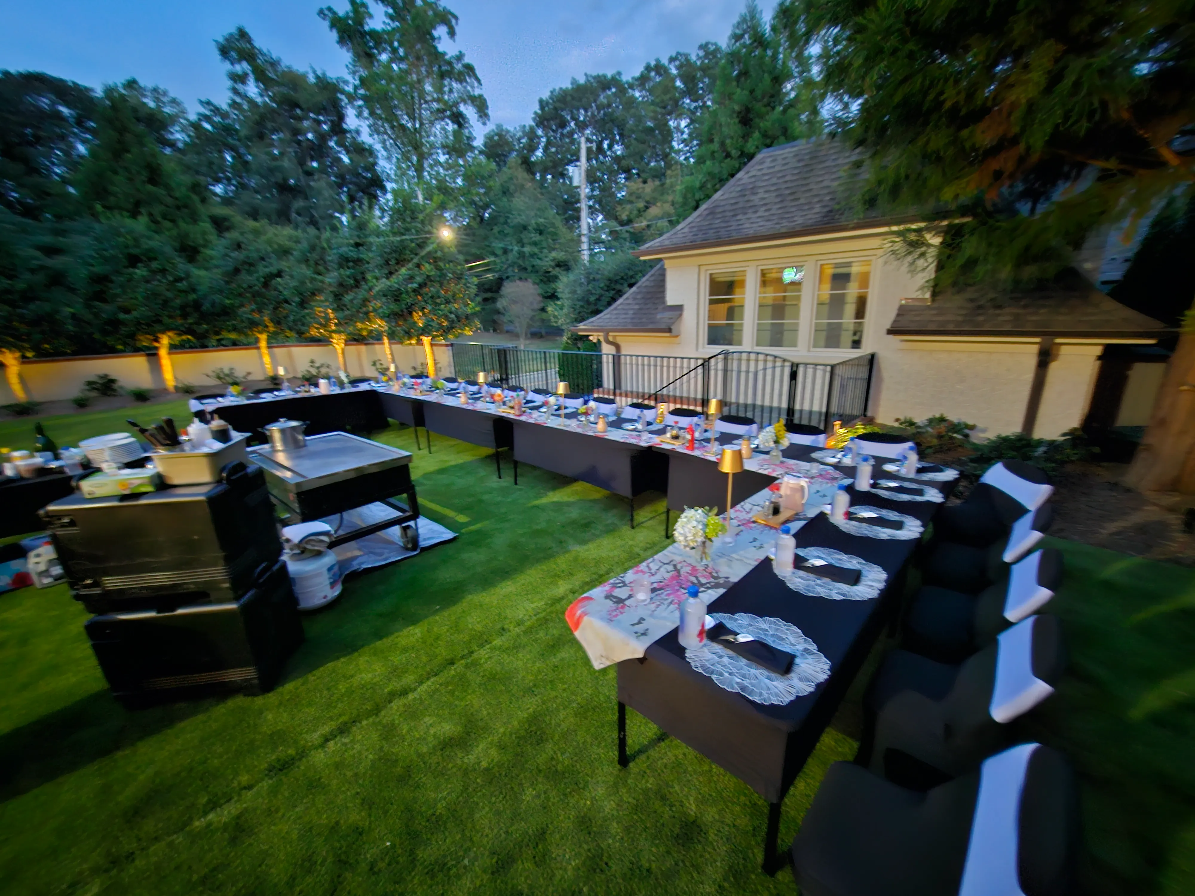 Night backyard setup