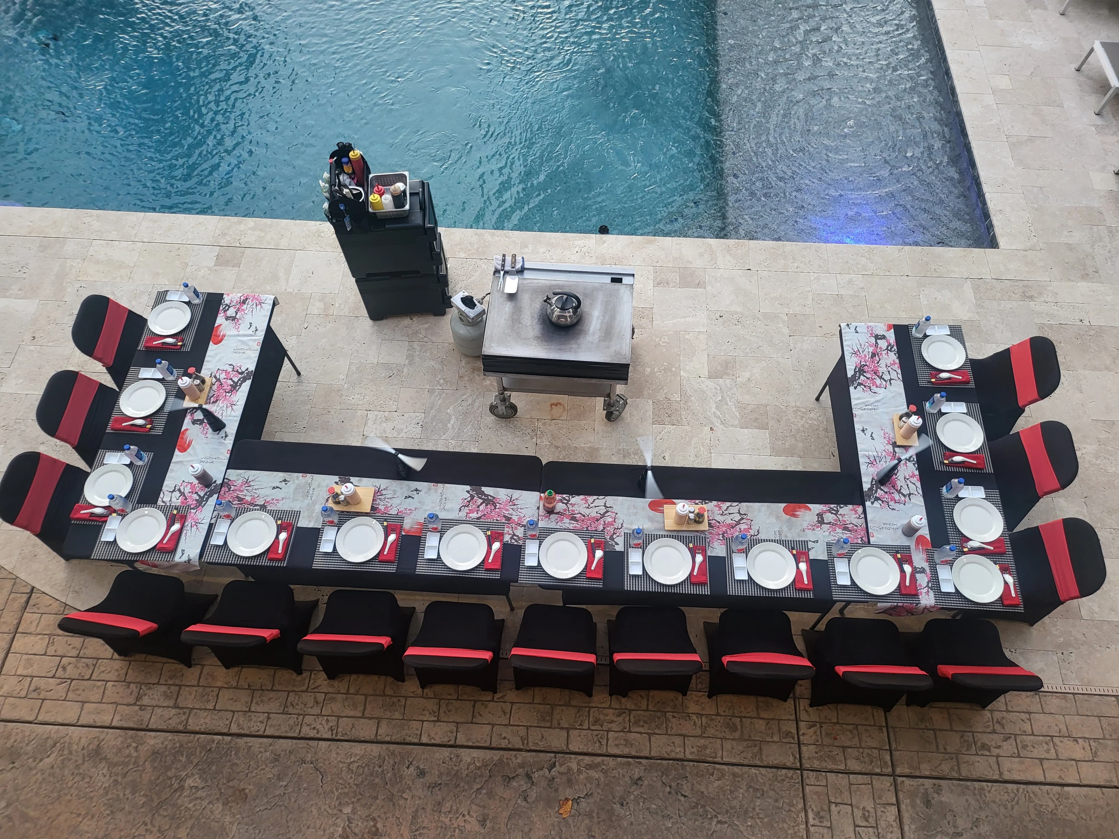 Poolside table setup