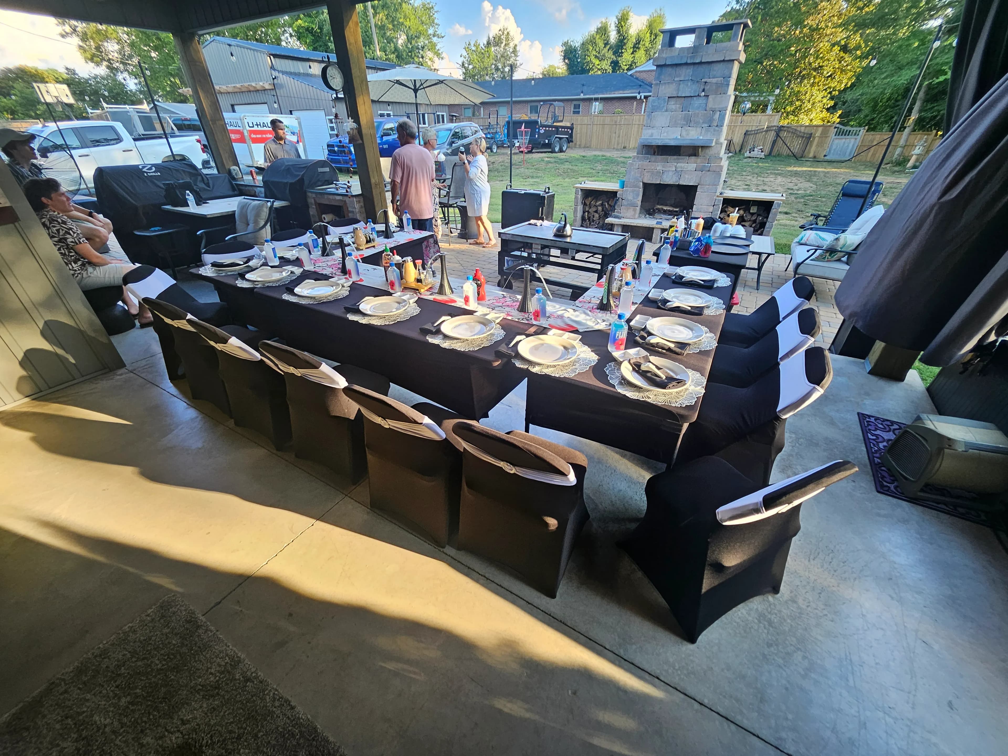 Tables and chairs by the patio